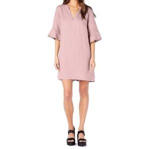 Michael Stars Women’s Utility Dress 100% Linen Small Pink Trumpet Sleeve Beach